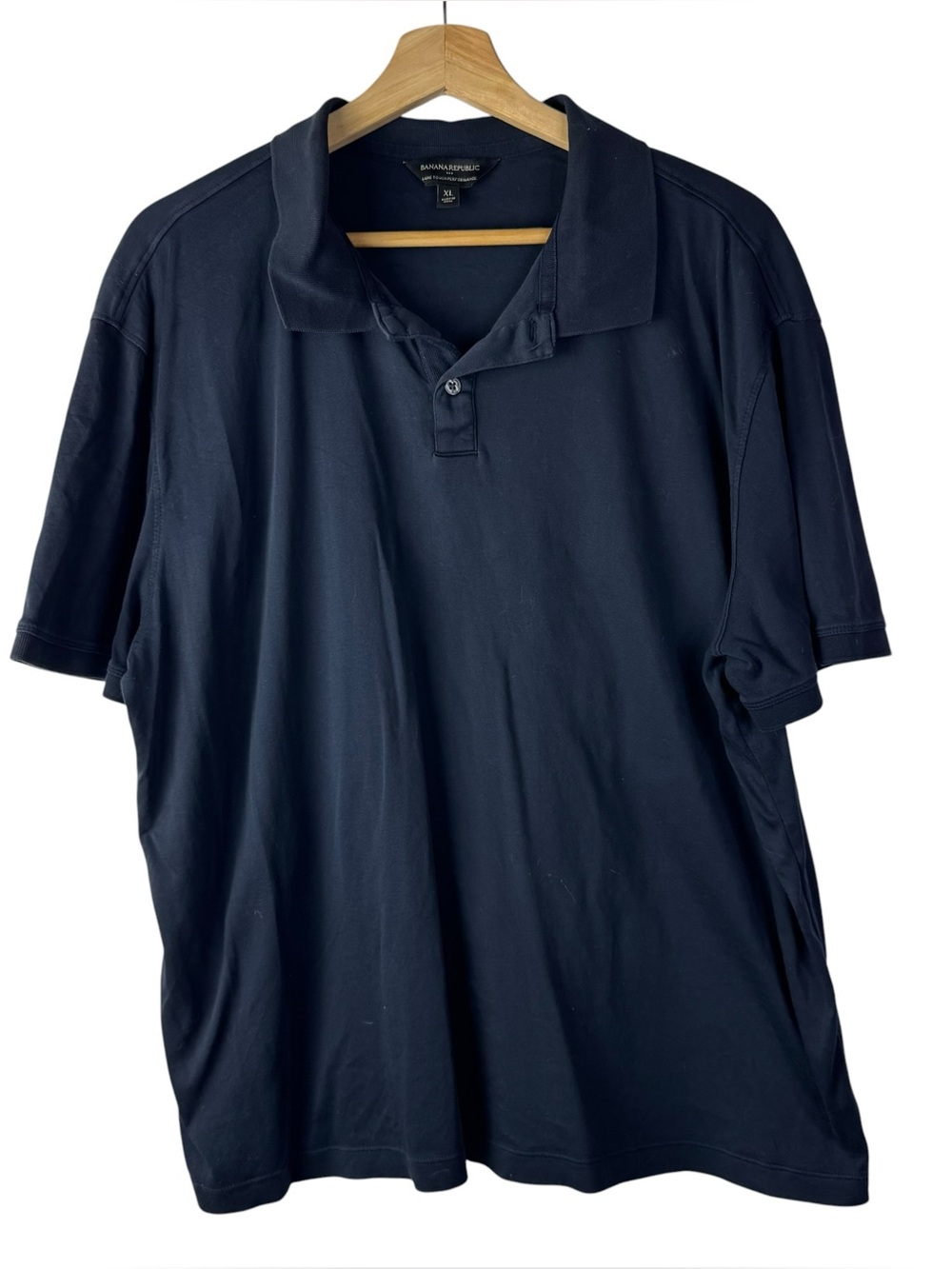 Banana Republic Navy Blue Cotton Luxe Touch Performance Short Sleeve Polo XL